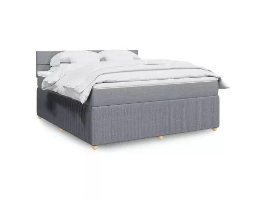 Sommier à lattes de lit avec matelas Gris clair 180x200cm Tissu