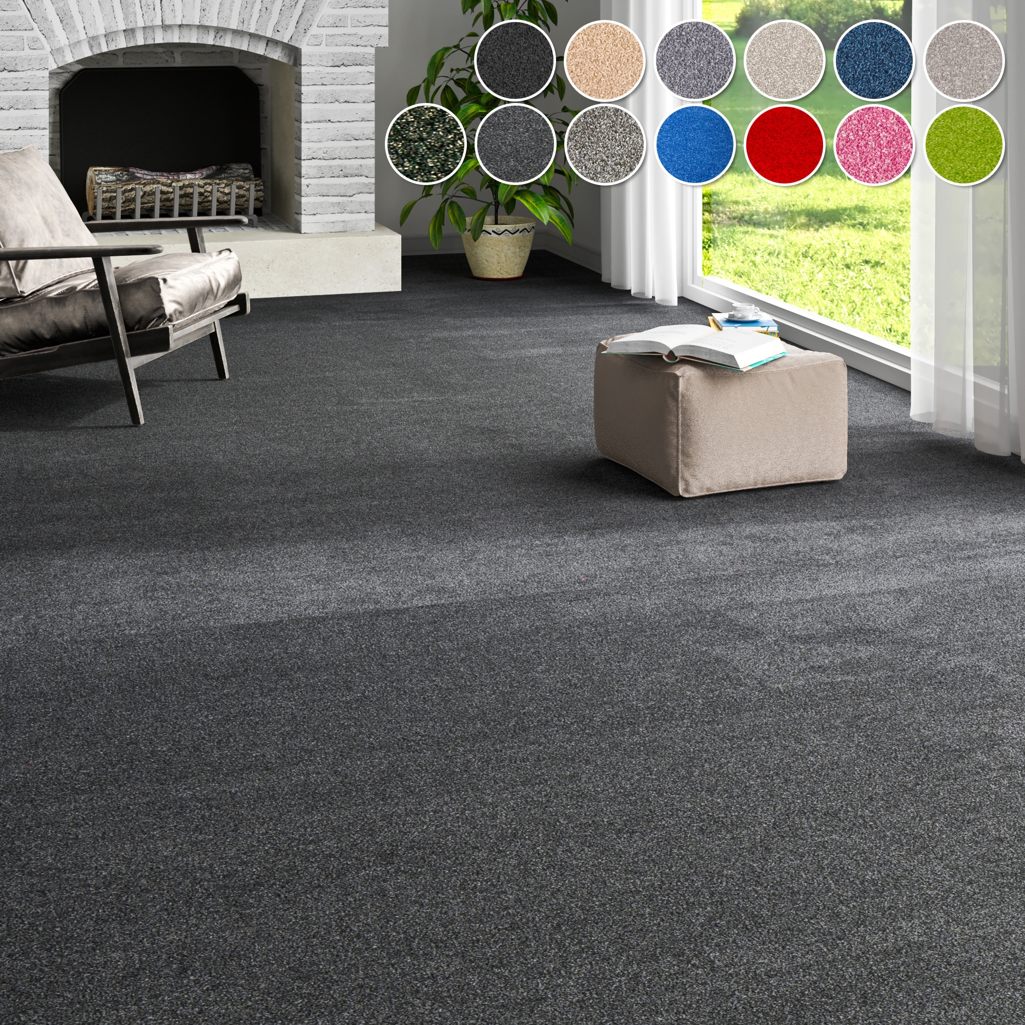 my home Teppichboden »Zephyra, Schlinge, Made in Netherlands« rechteckig 8 mm Höhe Uni Farben, Breite 400 cm, strapazierfähig, Wohnzimmer, Schlafzimmer