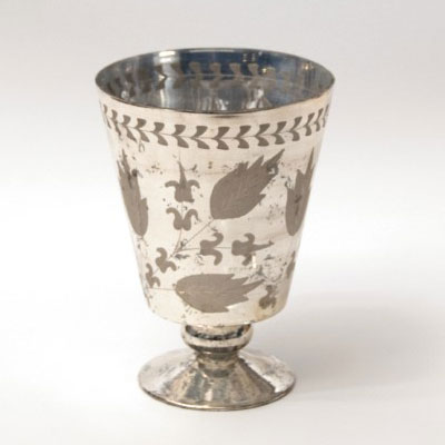 Pokal 'Bilzen', aus Silberglas, Ø 17,5 cm, H 24,5 cm von fischer's lagerhaus