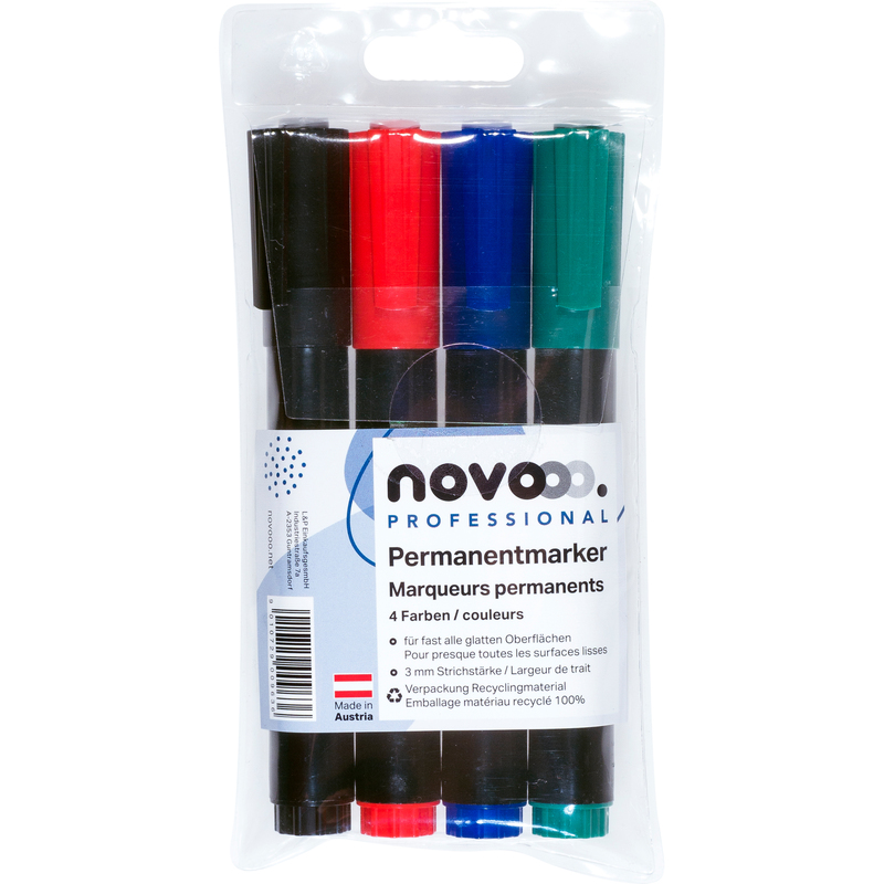 novooo Permanent Marker, 4 Stück, assortiert