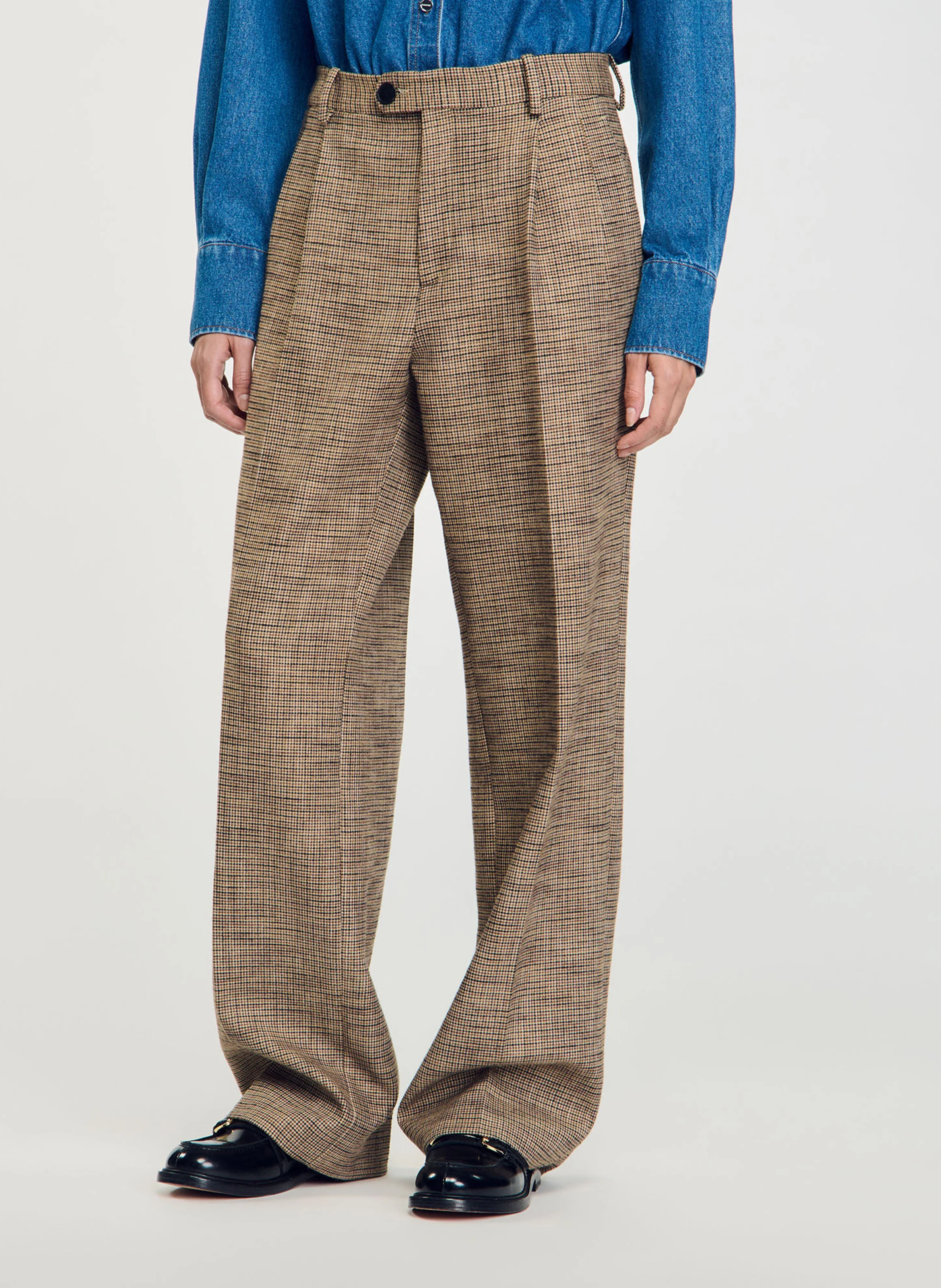 Pantalon large à motif | Marron