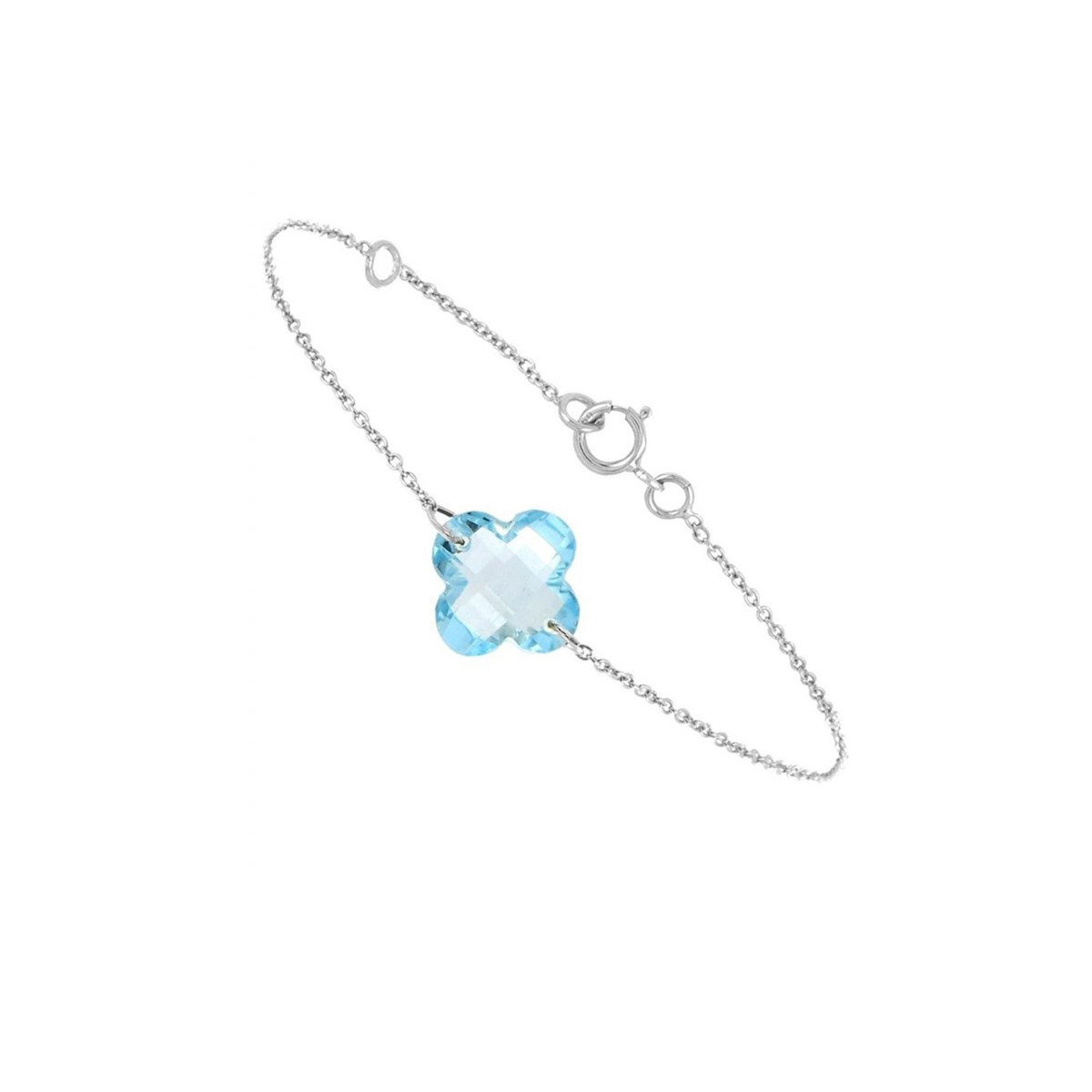 Bracelet chaine en or blanc et topaze bleue - BeJewels