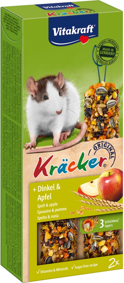 Vitakraft knaagdiersnack Kräcker rat spelt en appel 2 stuks