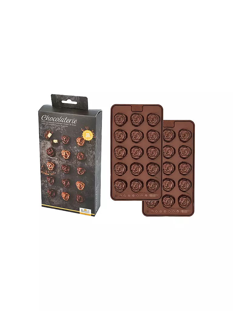 RBV BIRKMANN Pralinenform ROSE CHOCOLATERIE 2tlg. Silikon Braun  braun