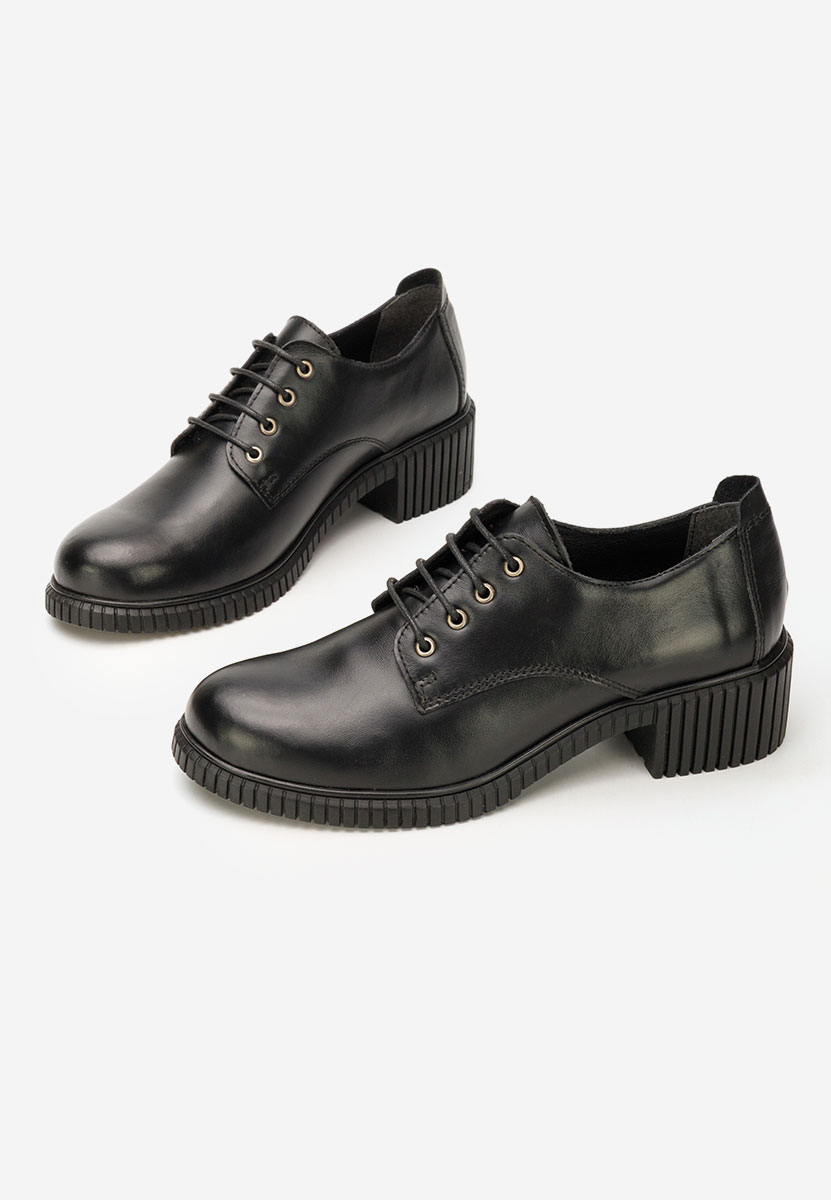 Chaussures casual femme en cuir noirs Roanne