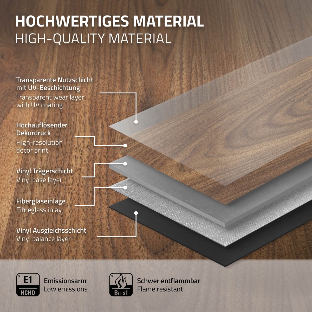 ML-Design Deluxe PVC-vloer, Click Vinyl Planken, Vinylvloer, 122 cm x 18 cm x 4,2 mm, Dikte 4,2 mm, 1,54 m²/7 Planken, Outtrigger Eiken, Bruin, Houtlook, Slipvast, Waterdicht, Belastingsklasse 34
