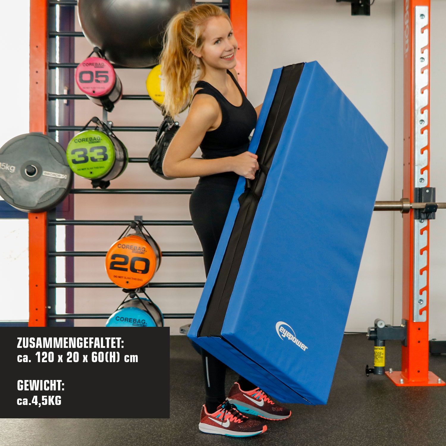 Faltbare Weichbodenmatte RG20 dicke Boden-Turnmatte Sportmatte tragbare XL Matte