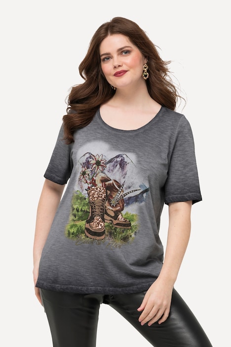 Shirt, Stiefel, Classic, Rundhals, Halbarm