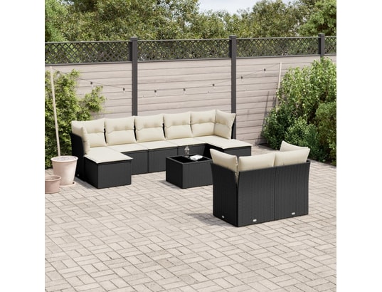 VIDAXL - Salon extérieur Salon de jardin 10 pcs avec coussins noir résine tressée