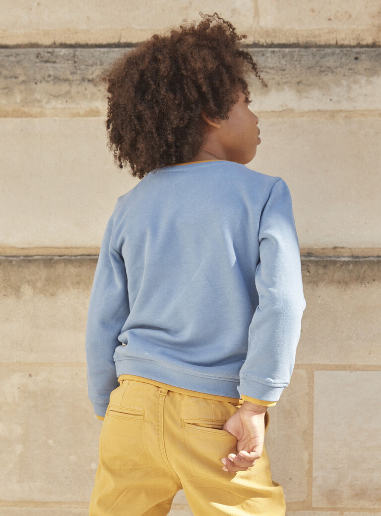 Sweat bleu en molleton gratté