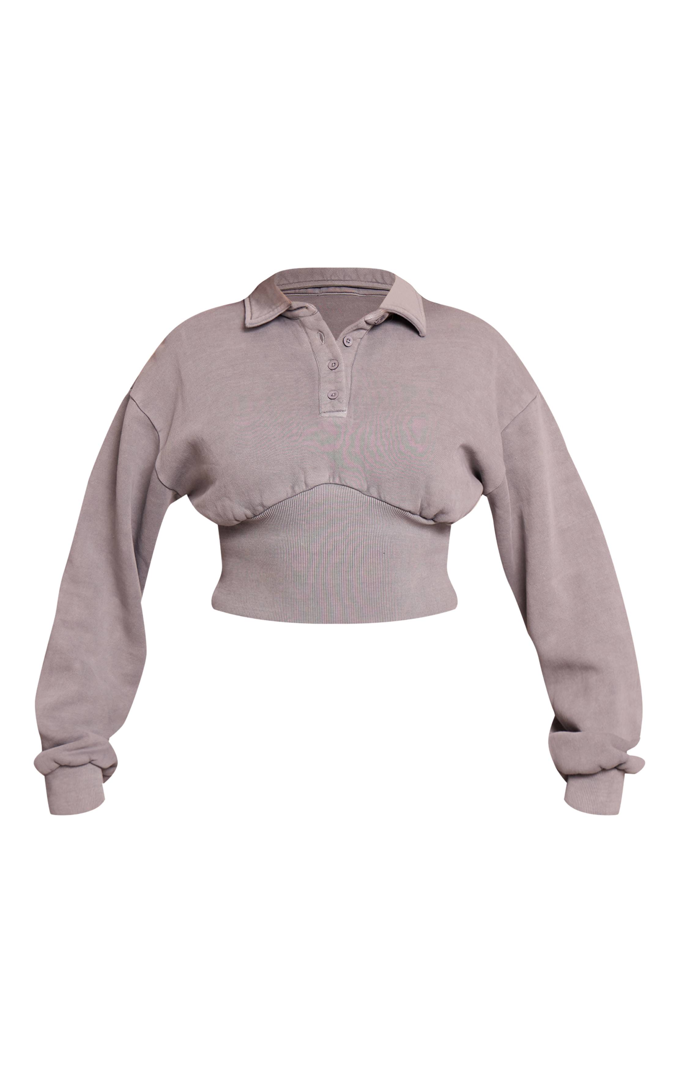 Gris Chiné Sweat-shirt Polo Taille Cintrée Shape