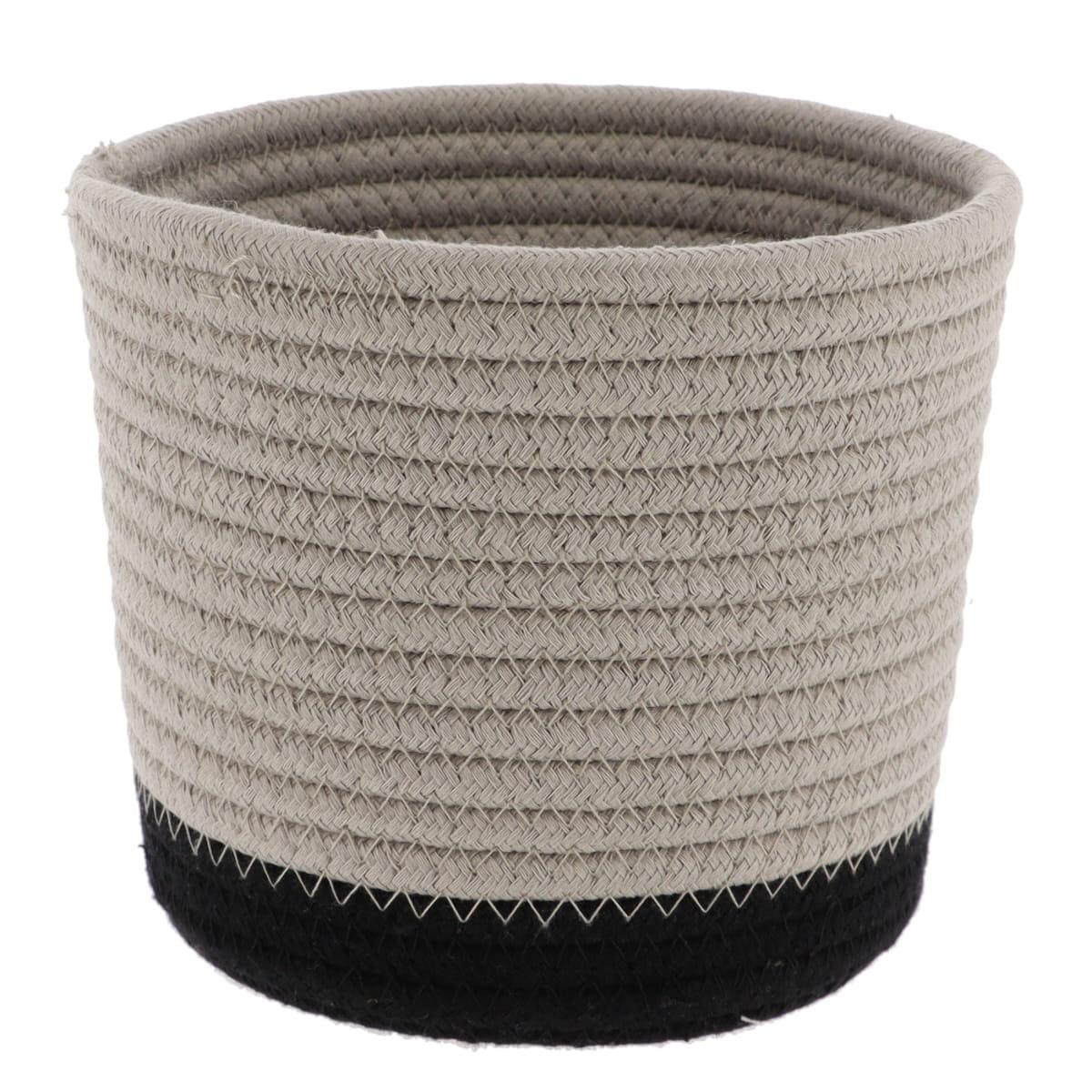 PANIER ROND COTON FICELLE NOIR D.17X14CM
