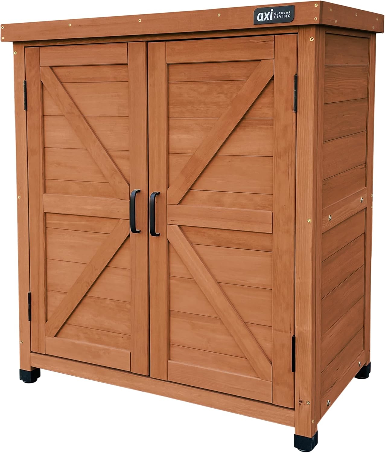 AXI Felix Gartenschrank aus Holz in Kaffeebraun | Geräteschrank/Geräteschuppen für den Garten mit Ablage | 80 x 45 x 93 cm
