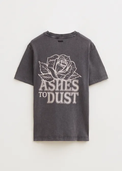 T-shirt met print tattoo rose antraciet (ANTRA)
