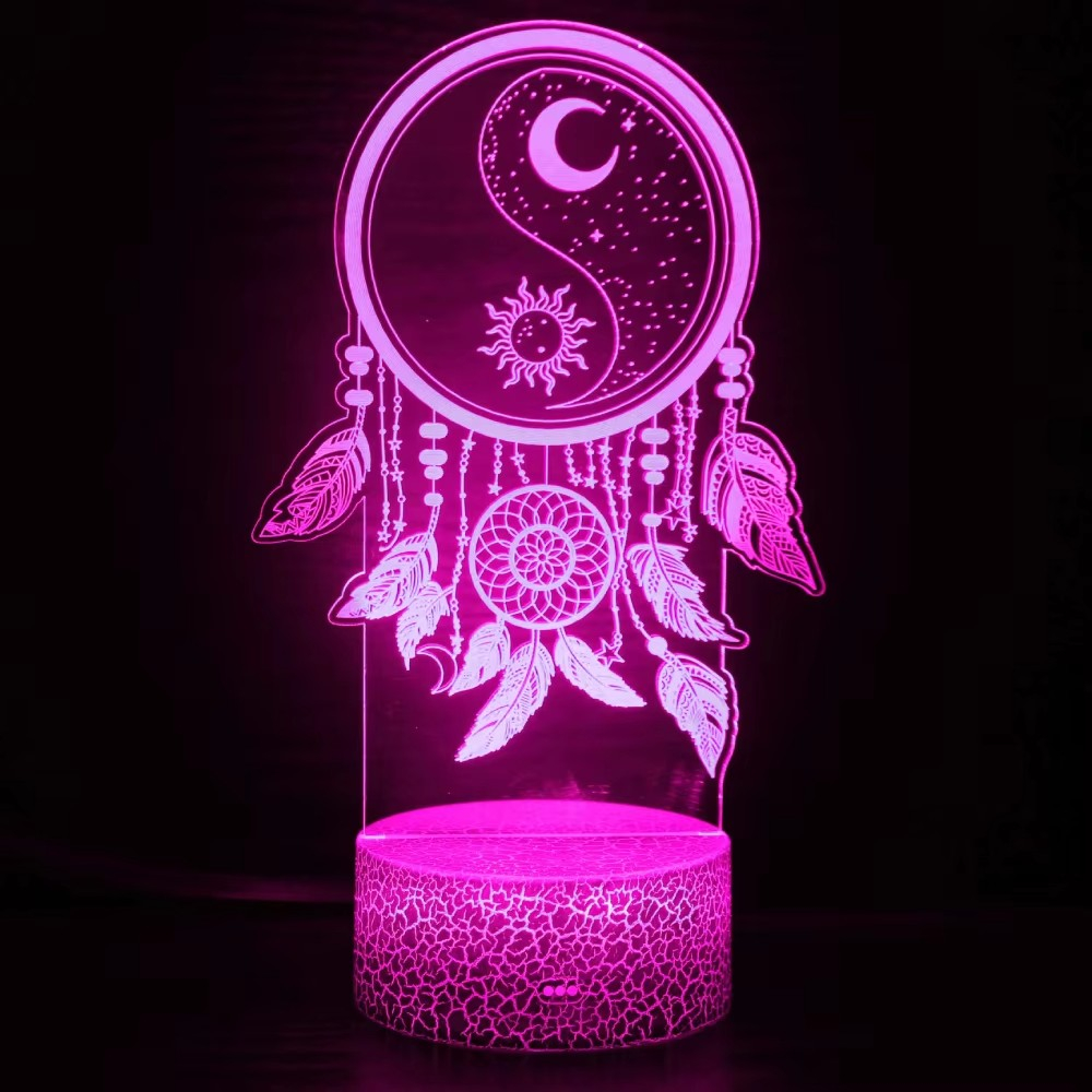 3D LED Acryl Lampe Nachtlicht Deko Lampe inkl. Fernbedienung (USB/Batteriebetrieben) - Traumfänger
