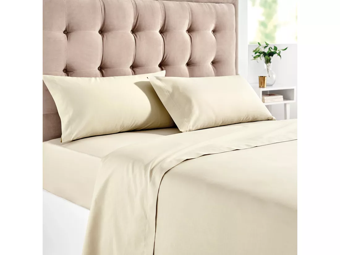 Parure de lit 100% coton avec 150 fils au pouce carré Beige