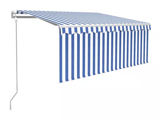 Auvent rétractable automatique avec store 3,5x2,5 m Bleu blanc