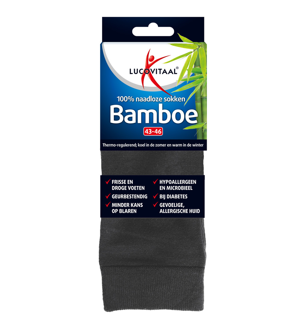 Lucovitaal Bamboe Lange Sokken Antraciet 43-46 (1 paar)