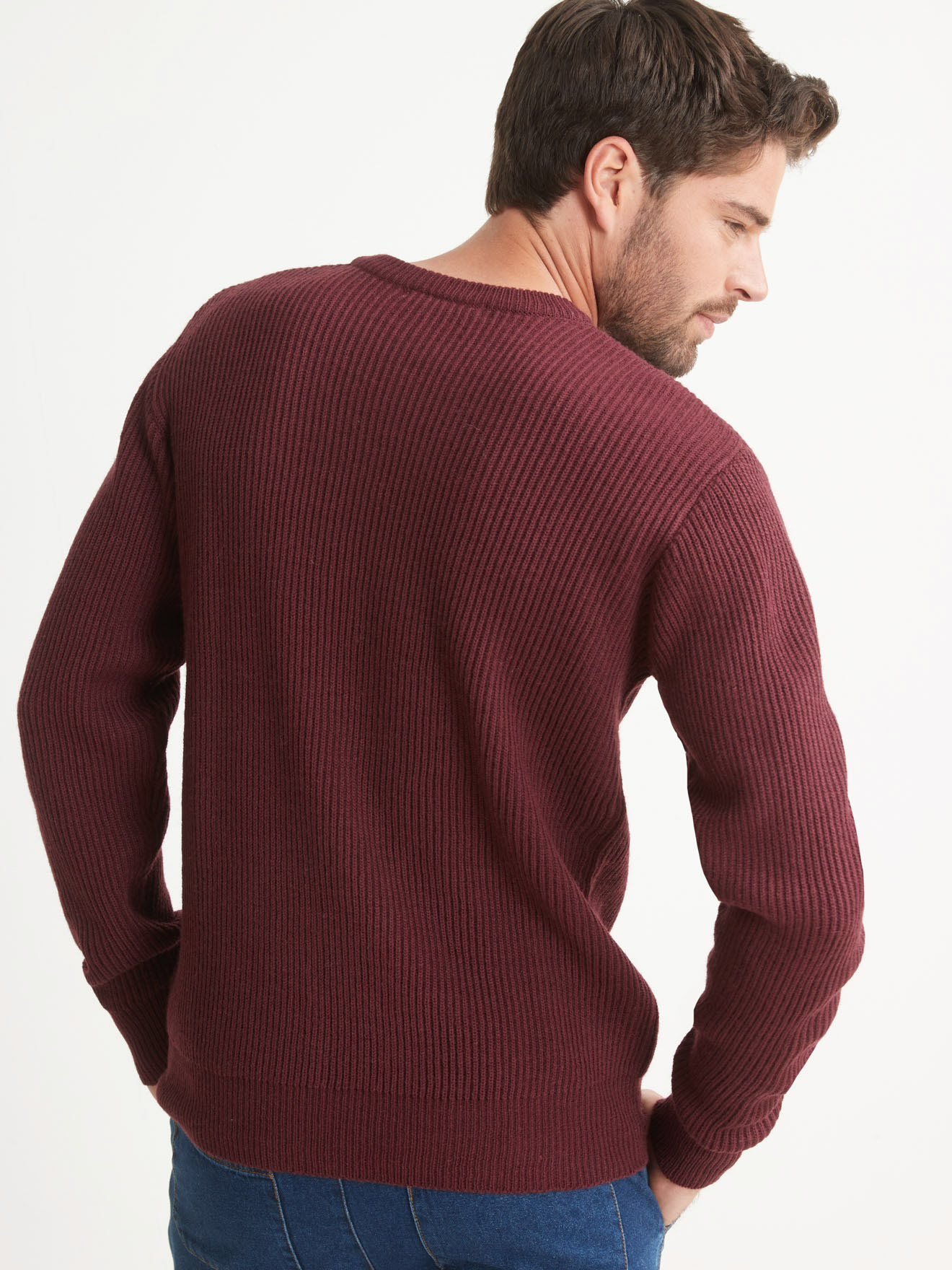 Pull encolure ronde en côtes anglaises