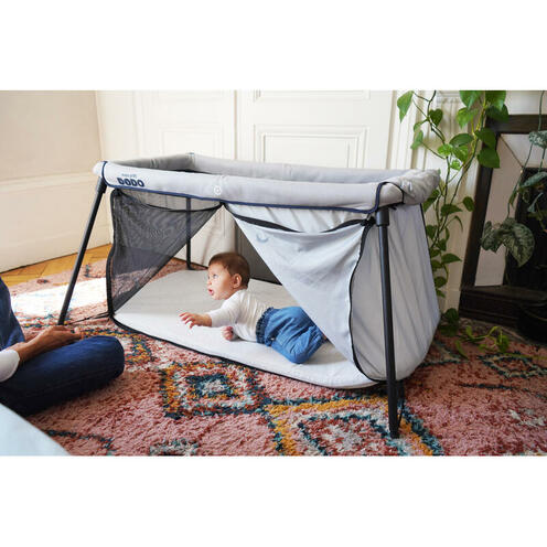 Lit parapluie nomade Naos 60x120 cm Gris - MON P'TIT DODO