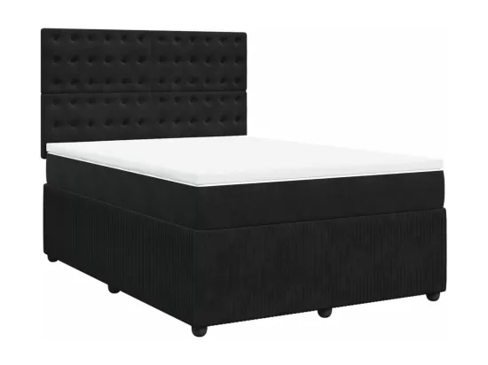 Sommier à lattes de lit avec matelas Noir 140x190 cm Velours