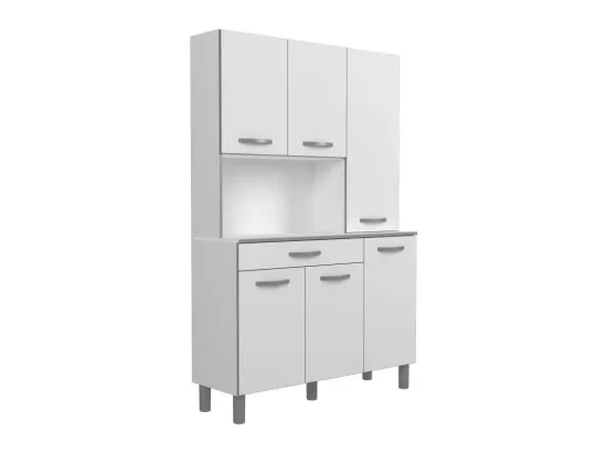 OSLO Buffet de 120 cm - 1 Tiroir et 6 Portes - L 120 x P 40 x H 185 cm - Coloris Blanc