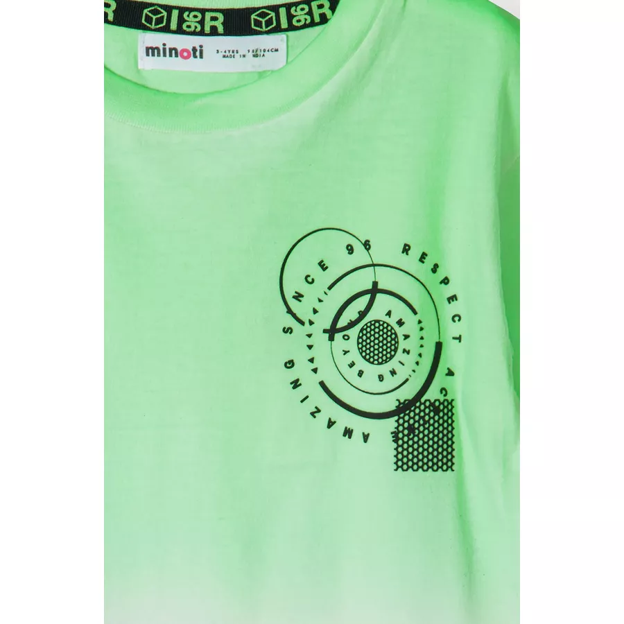 MINOTI T-Shirt Respect NeongrünWeiß