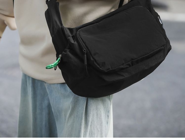Wavecho - Effen canvas crossbodytas