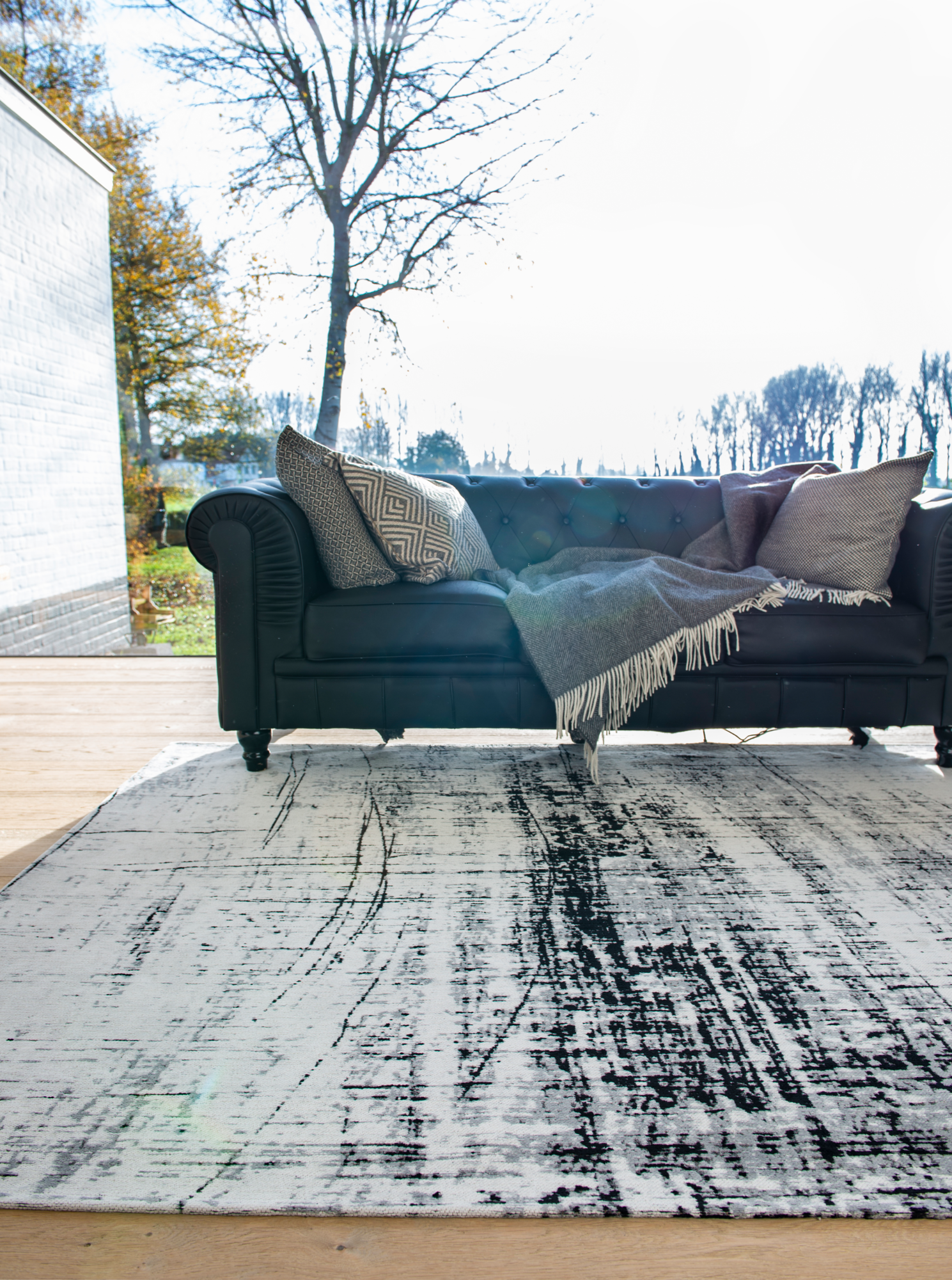 Ecorugs vloerkleed Griff zwart-wit 170x240 cm