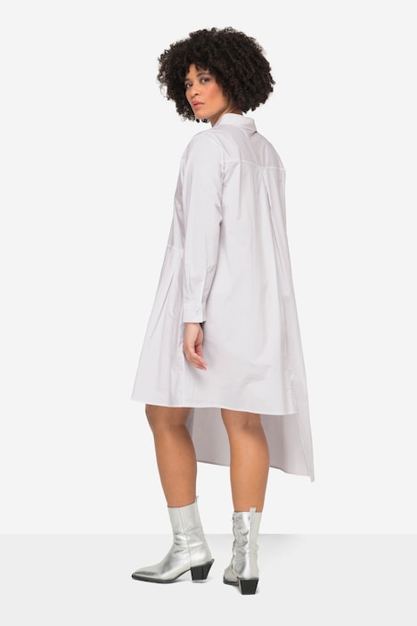 Longbluse, Hemdkragen, Langarm, asymmetrischer Saum