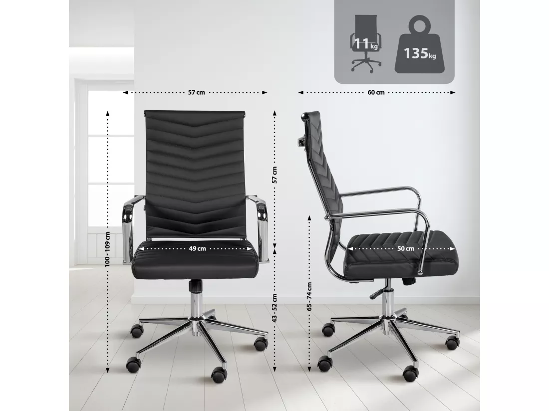 Chaise de bureau - Similicuir - Noir - Canby