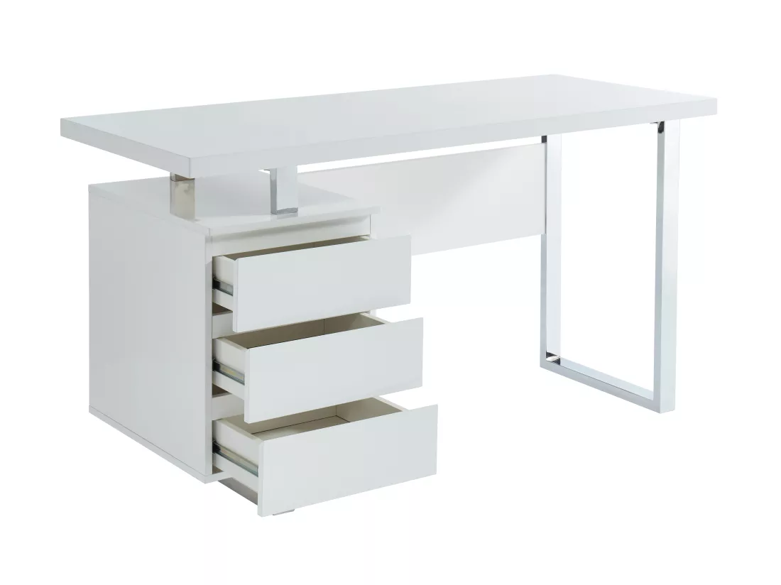 Bureau avec 3 tiroirs - MDF - Blanc laqué - MYLAN II