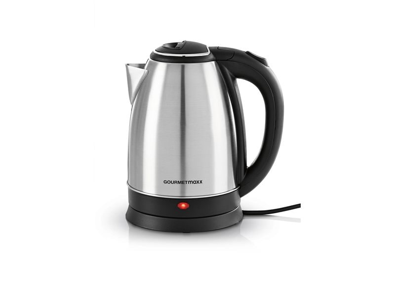 GOURMETmaxx Wasserkocher 1.8 l, Schwarz/Silber Edelstahl Wasserkocher