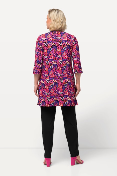 Longshirt, gemustert, Tunika-Ausschnitt, 3/4-Arm