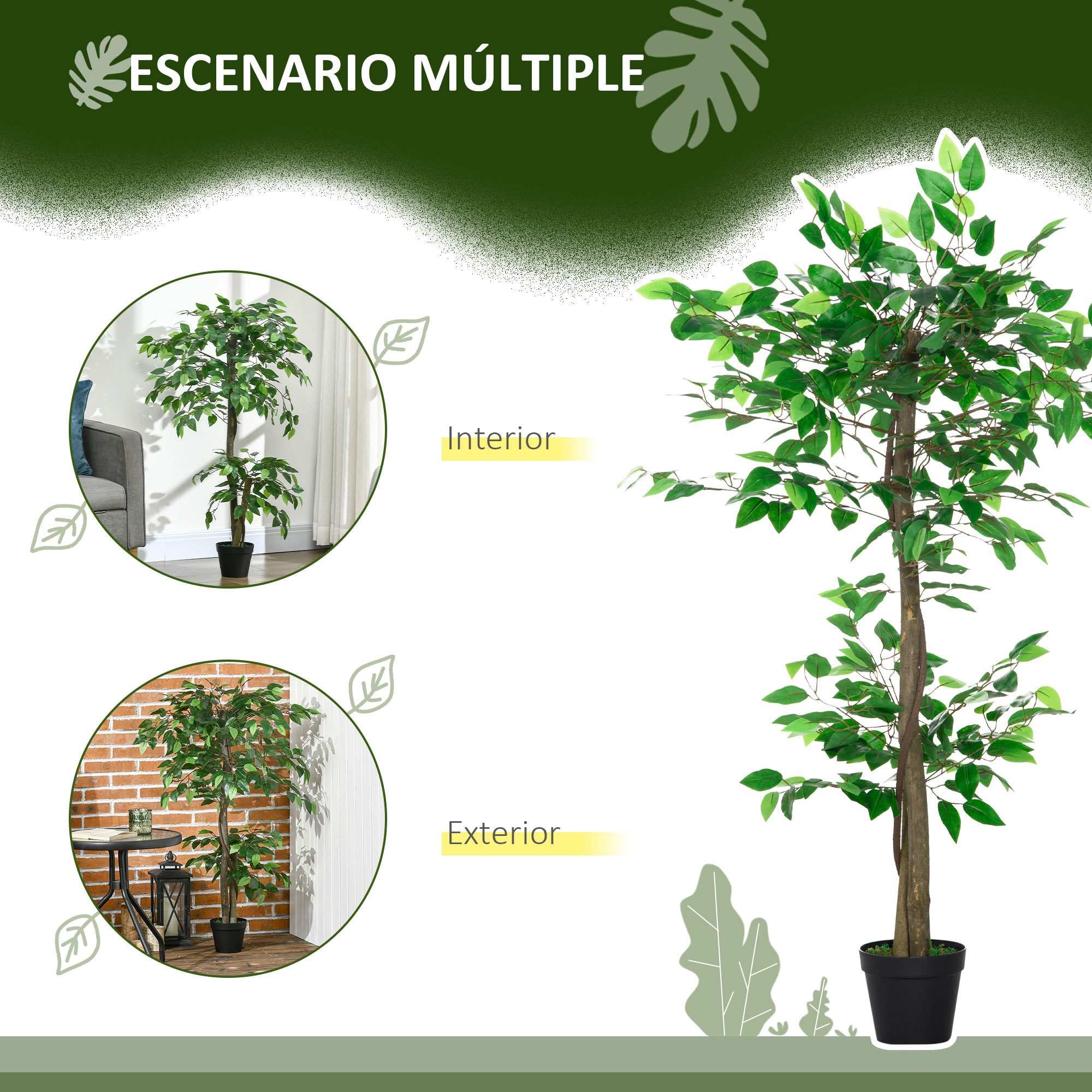 Plantas verdes artificiais Outsunny