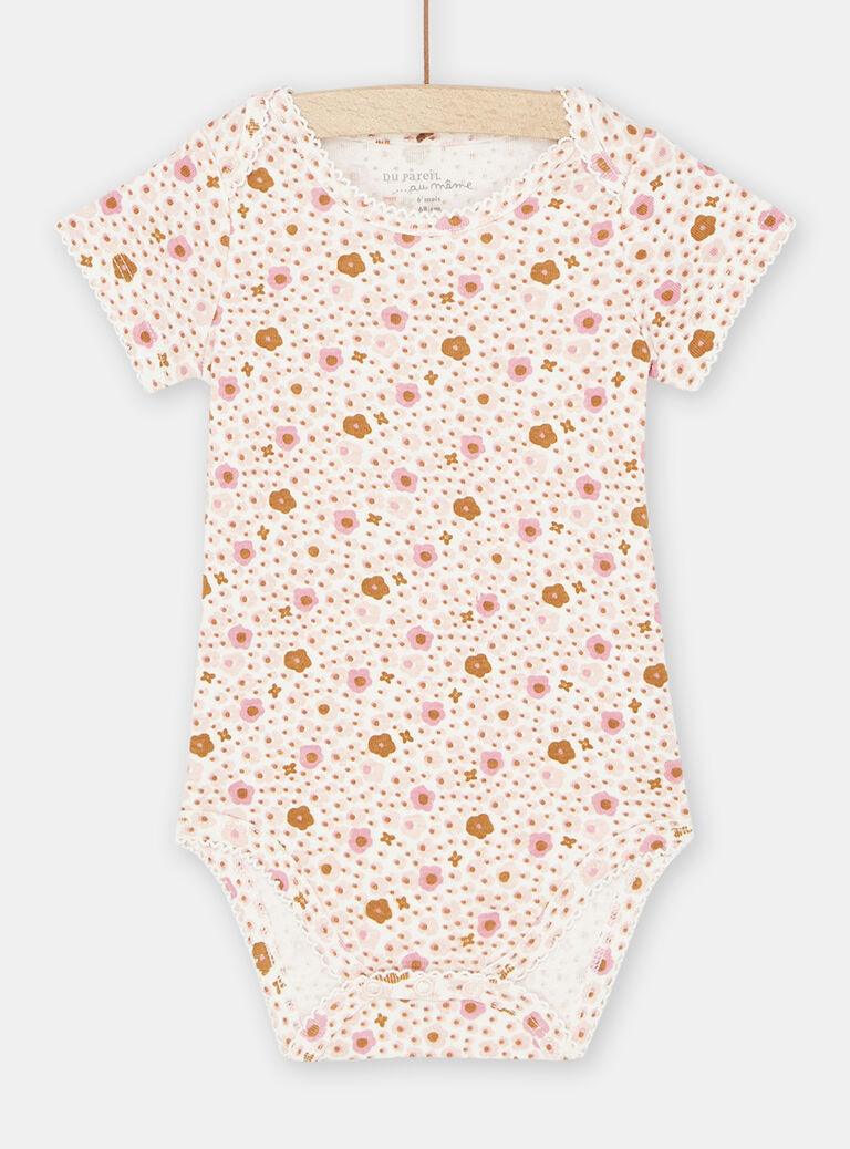 Body écru et rose à imprimé fleuri bébé fille
