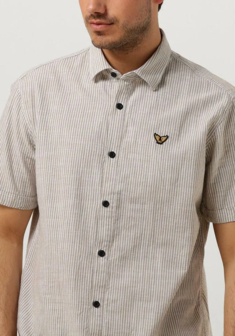 PME LEGEND beige pme legend casual overhemd short sleeve shirt yarn dyed stripe