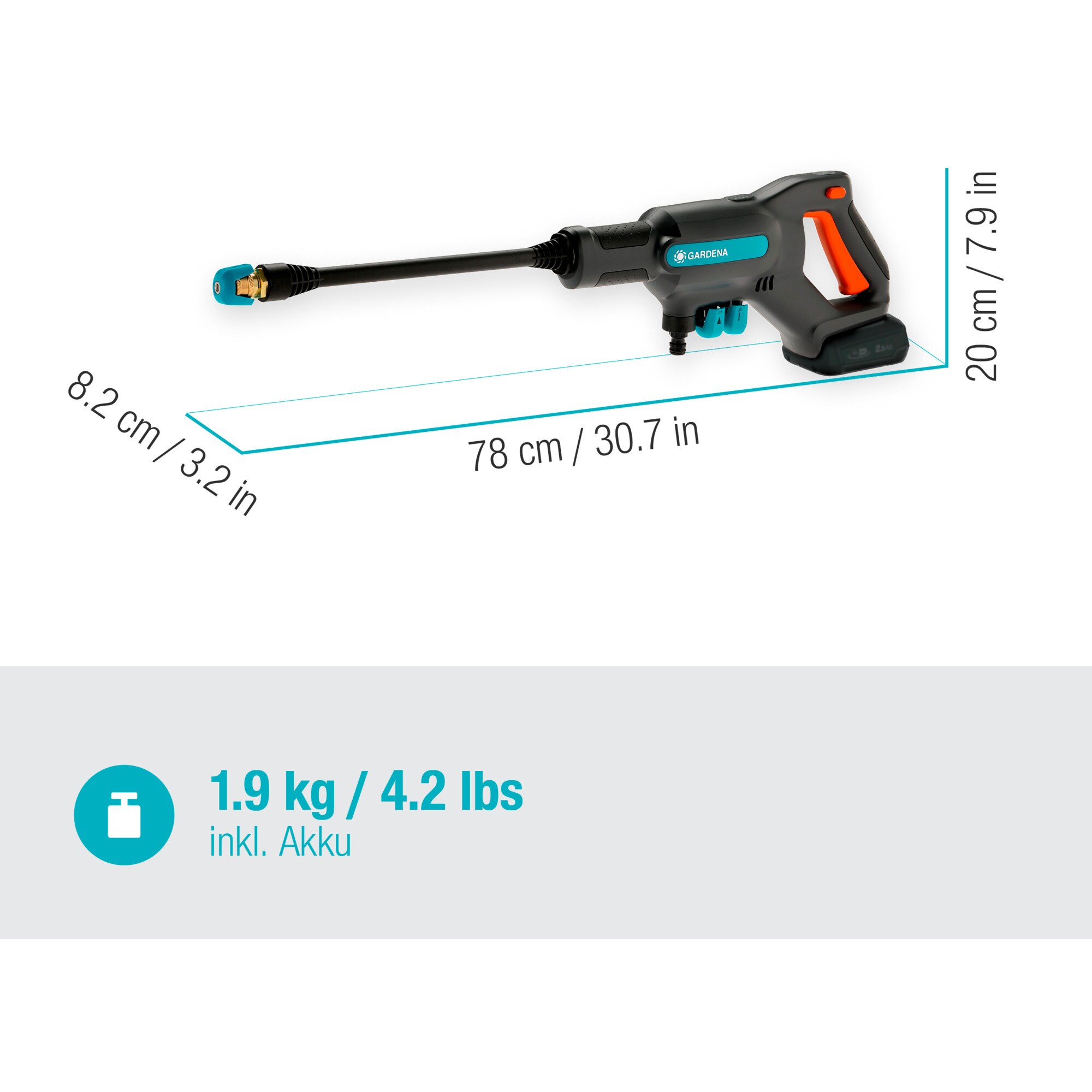 GARDENA Druckreiniger Akku-Mitteldruckreiniger AquaClean 24/18V P4A Set