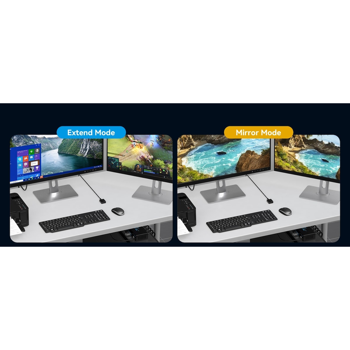 NÖRDIC KVM-svitsj 2 til 2 HDMI til HDMI, 8K60Hz/4K120Hz, 4x USB-A