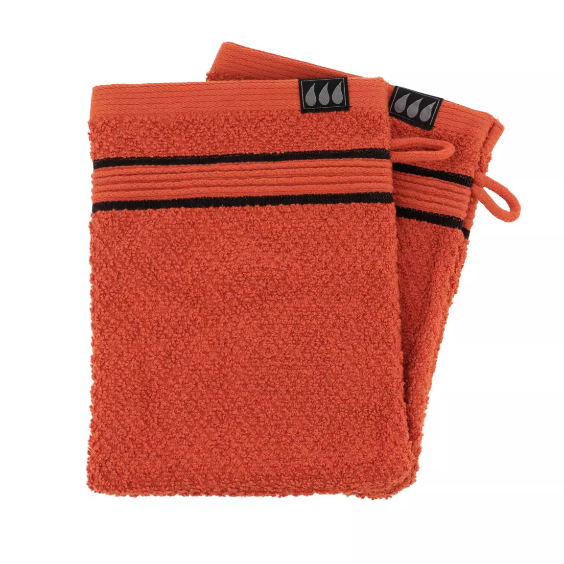 Lot de 2 gants de toilette coton (15 x 21 cm) Black Line Joia Terracotta / noir