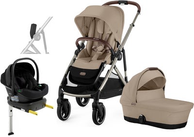 Cybex GAZELLE S Duovogn inkl. Beemoo Route Babybilstol & Base, Almond Beige/Black Stone