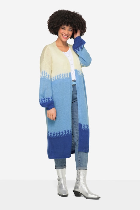 Long-Strickjacke, Farbverlauf, Langarm