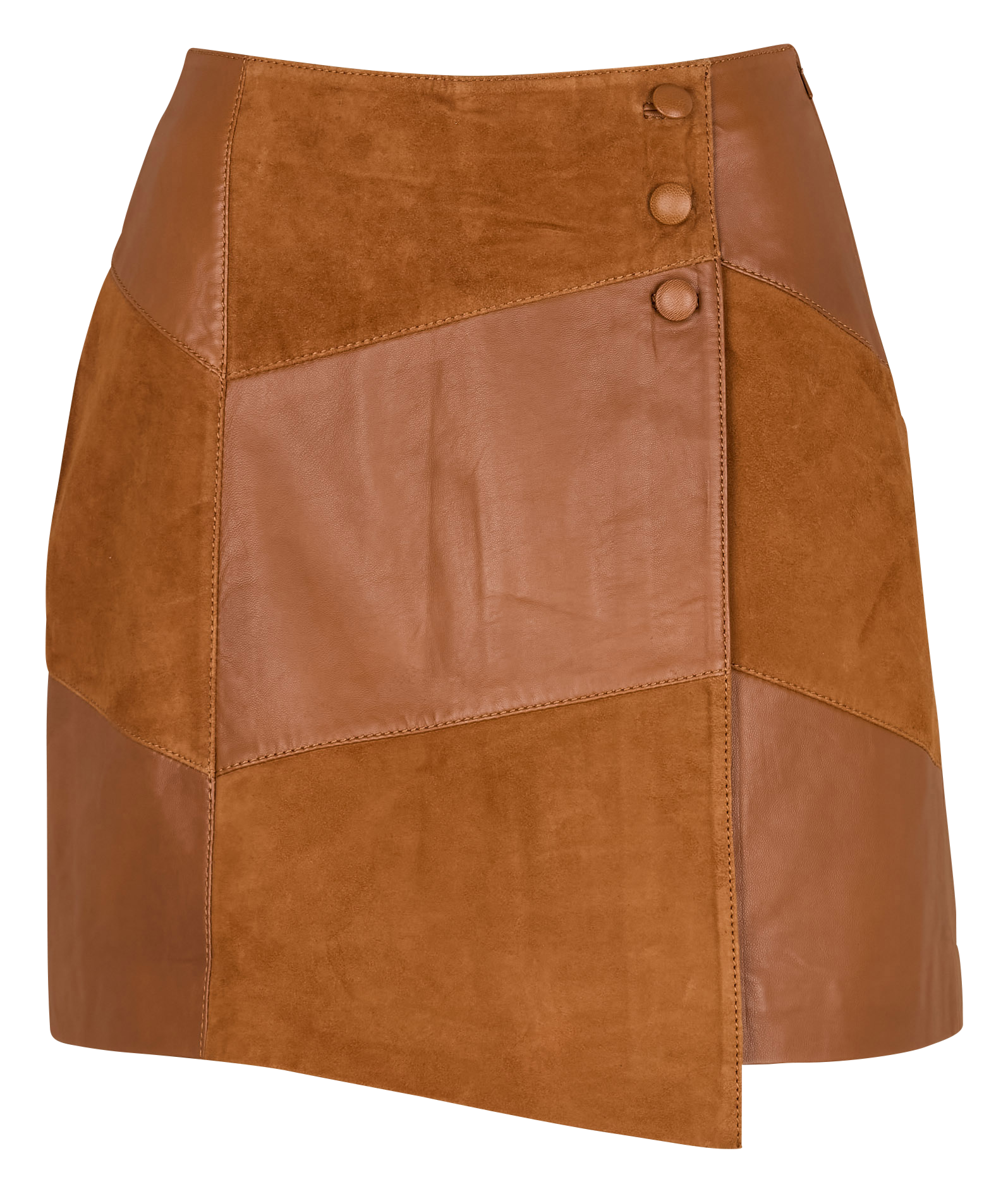 FLAVY - Jupe portefeuille en cuir | Marron