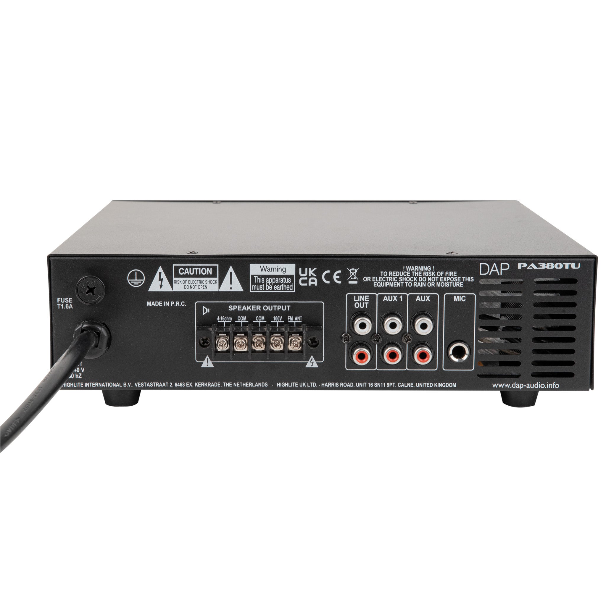 DAP PA-380TU 100V versterker & mediaspeler met DAB+ en bluetooth, 80 Watt