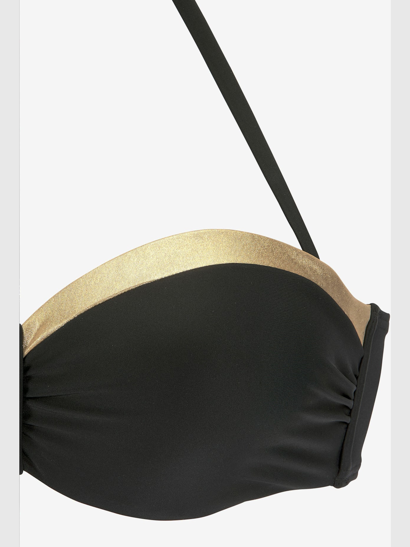 Haut de bikini bandeau à armatures couleur unie avec empiècement couleur or