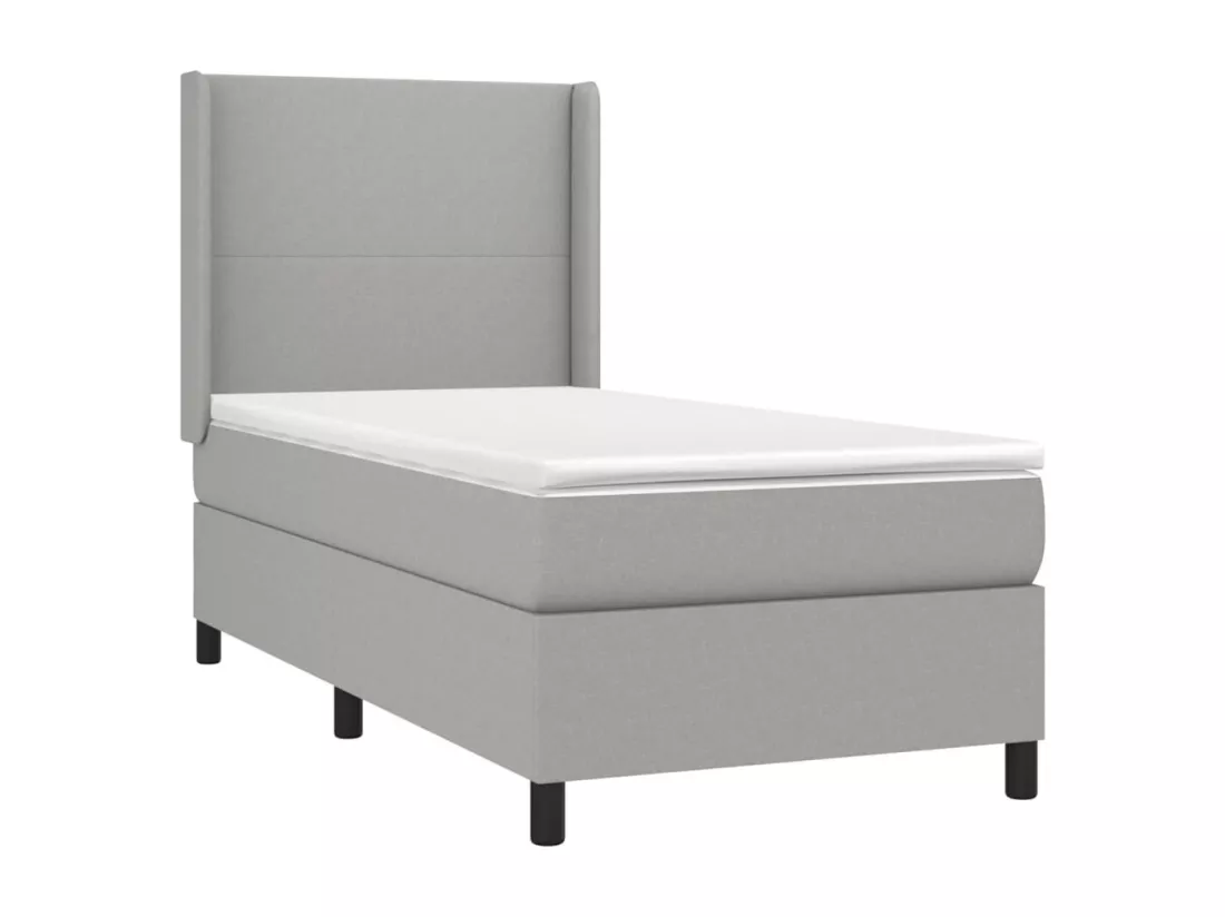 Sommier tapissier avec matelas et LED Gris clair 90x190cm Tissu