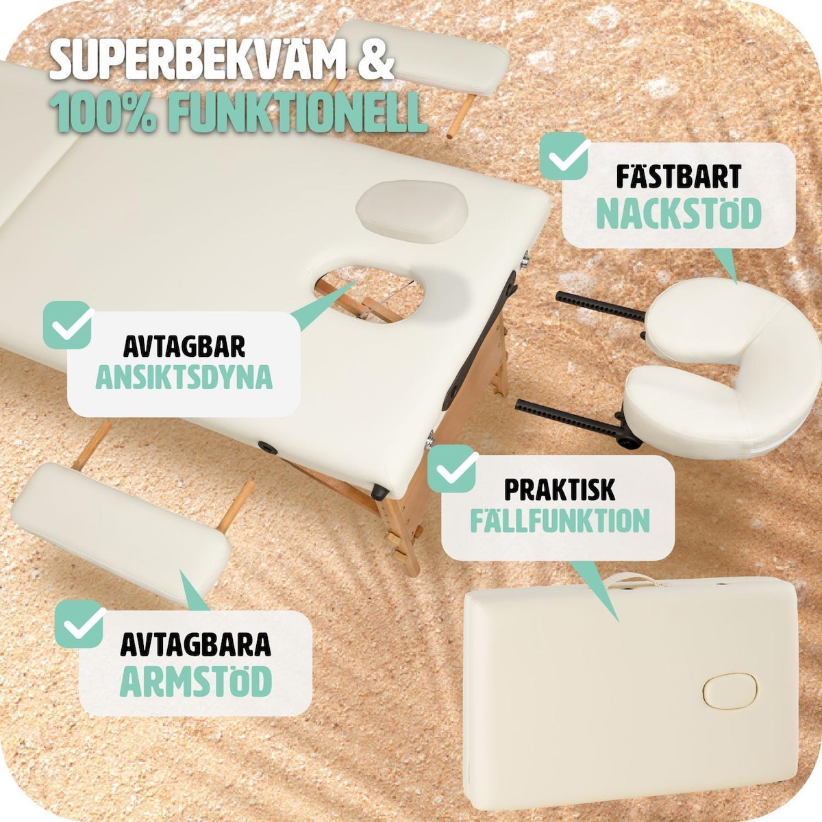 3-sone massasjebenk Daniel - beige