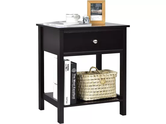 Table de Chevet à 2 Niveaux Style Moderne Simple 48 x 40 x 58 CM Noir
