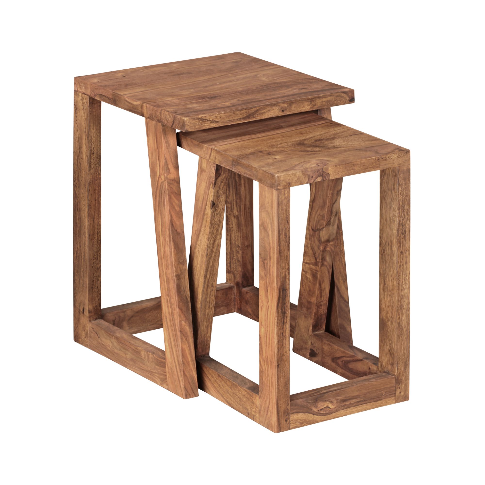 KADIMA DESIGN Massivholz Sheesham 2er Set Beistelltische - Handgearbeitet, Verschiedene Größen, Einfache Pflege, KADIMA DESIGN