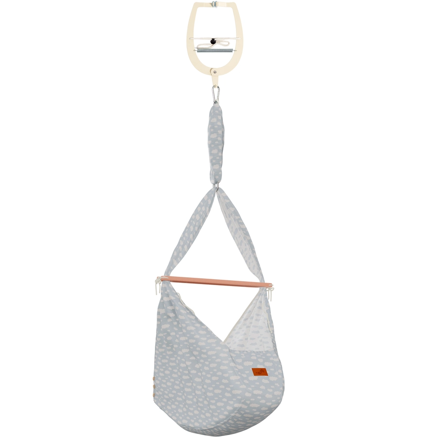 SCHMUSEWOLKE Baby Federwiege Clouds BabyBlue mit Türklammer Beige
